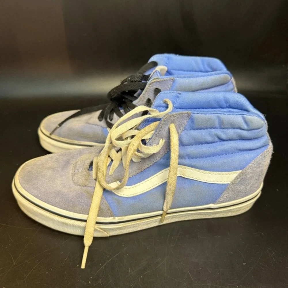 Vans Ward Hi 500714 Blue Suede Canvas Skate Shoes Womens Size‎ 8